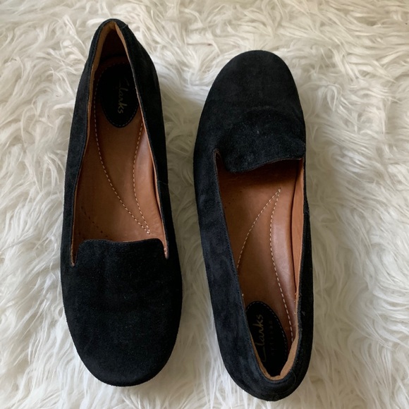 Clarks suede slip-on loafers with slight inside wedge for comfort Sz 10 EUC - Picture 6 of 13
